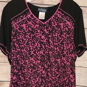Black and pink scrub top by Runway by Cherokee size large